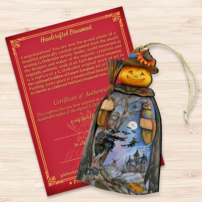 Scarecrow Pumpkin Head Wooden Ornaments by G. DeBrekht - Thanksgiving Halloween Decor - 8114180