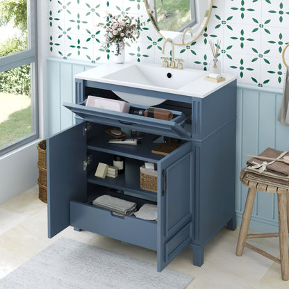 Bathroom Vanity With Sink Storage Cabinet - Blue