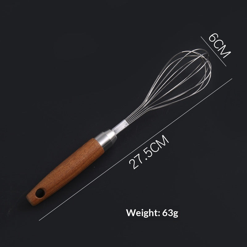 Stainless Steel Wooden-handled Manual Kitchen Mixeregg Beater Gadget