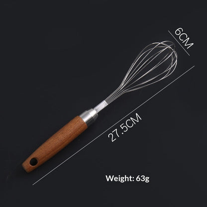 Stainless Steel Wooden-handled Manual Kitchen Mixeregg Beater Gadget