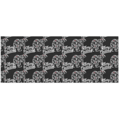 Merry Christmas Polar Bear Black Gift Wrapping Paper - 2 Rolls (Made in USA)