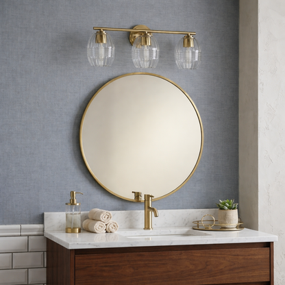 Luster Three Lights Vanity with Clear Glass for Bathrooms
