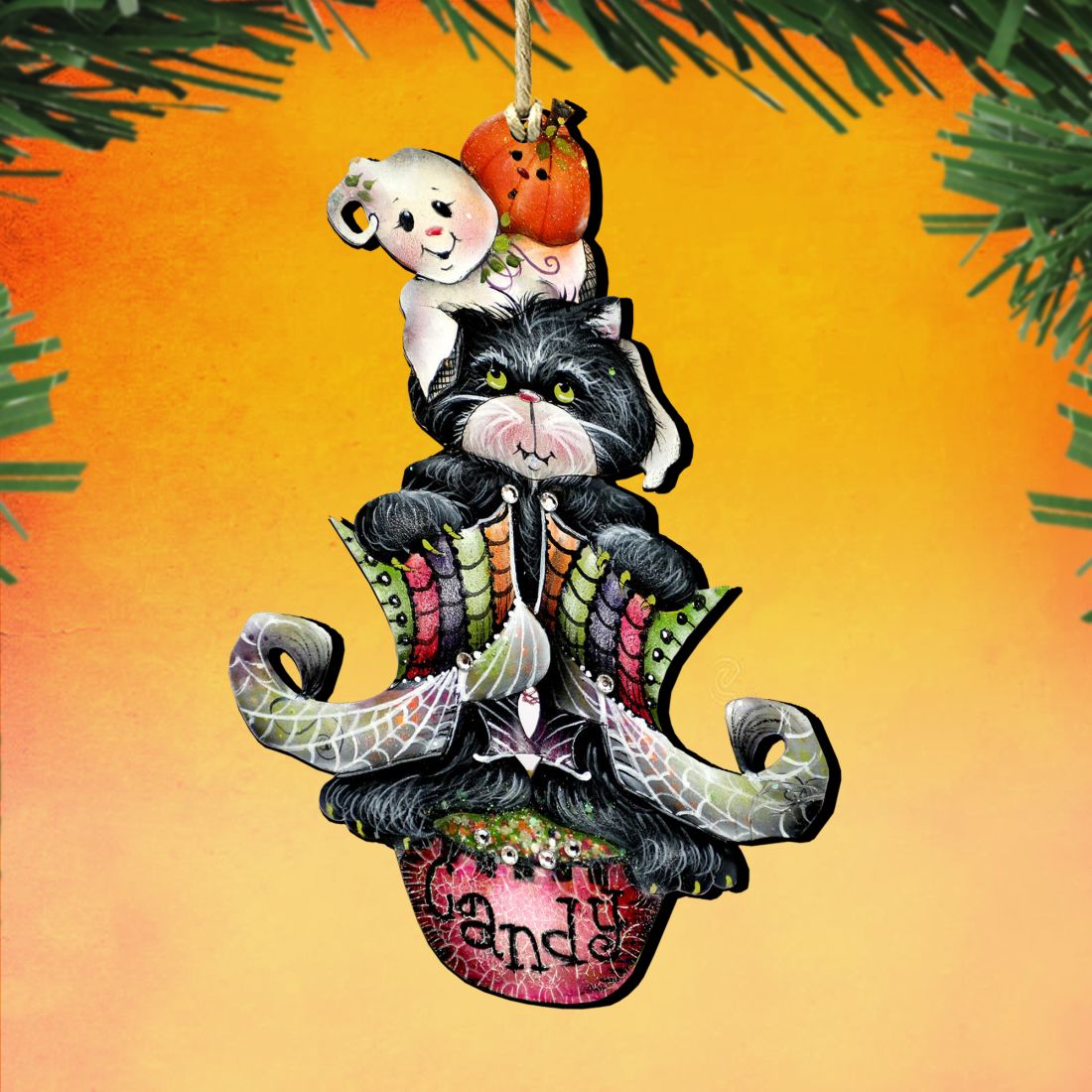 Spoooooky Boos! Wooden Ornaments by Jamie Mills-Price - Thanksgiving Halloween Decor - 8457409