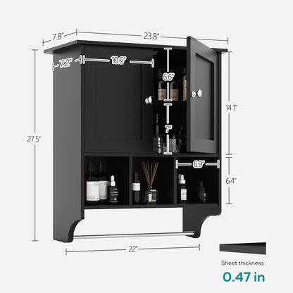 Premium Space Saving Wall Cabinet with 2 Doors in Black