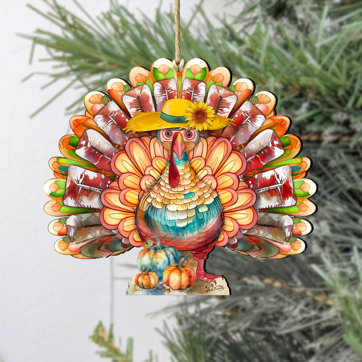 Thanksgiving Turkey Wooden Ornaments by G. DeBrekht Thanksgiving Decor - 8611055