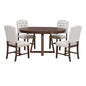 Dining Set With Leaf Round Table And 4 Upholstered Chairs