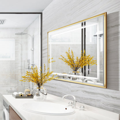 40x30 Inch LED Bathroom Beveled Mirror