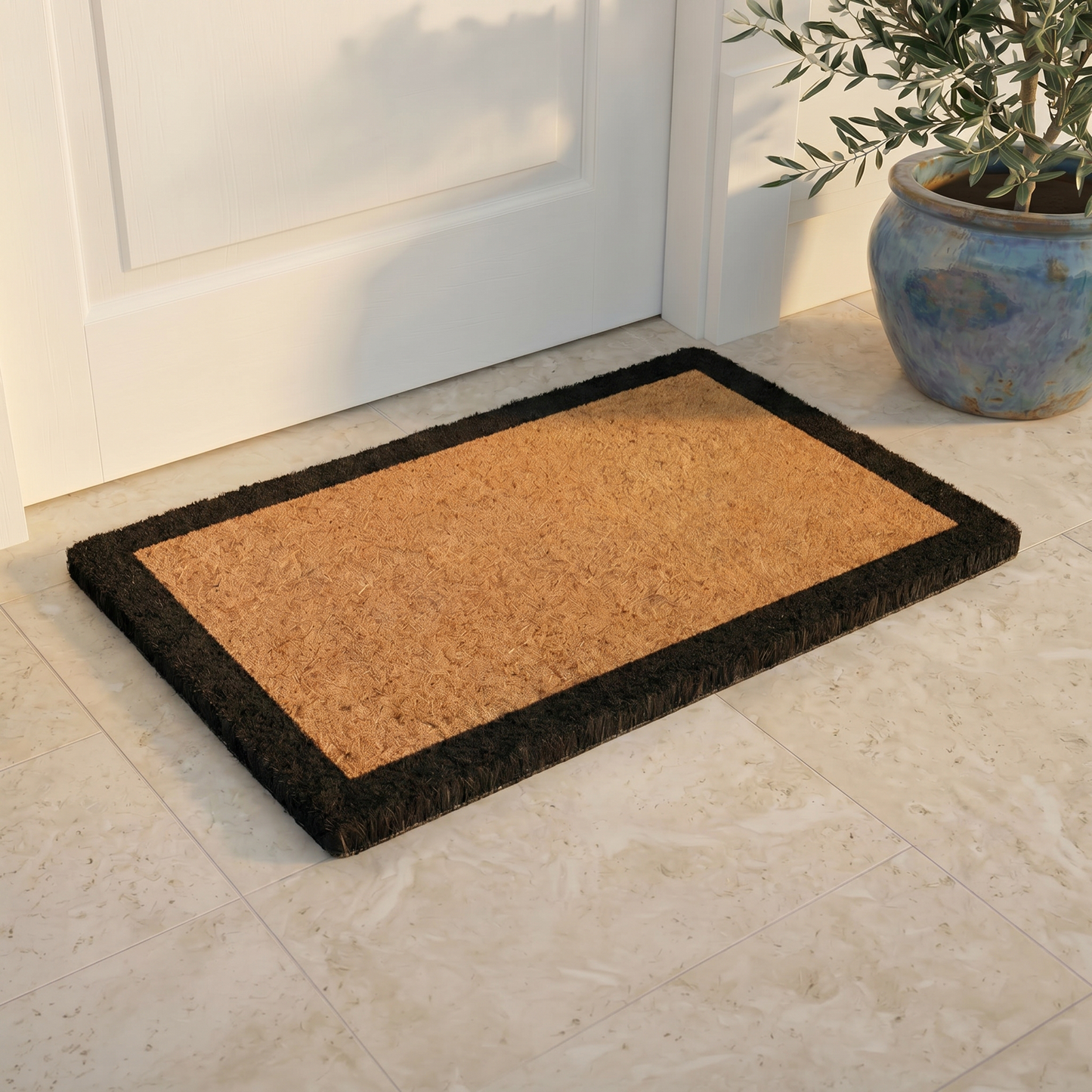 Black Border Coir Doormat