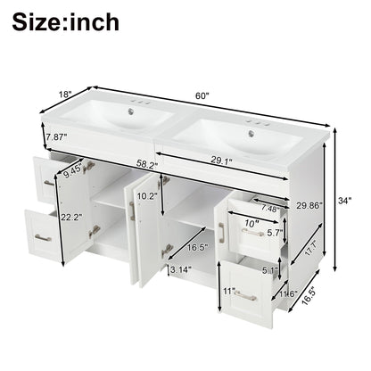 Bathroom Vanity With 2 Doors, 2 Drawers, Adjustable Shelf, Hidden Slides & Soft Close Hinges