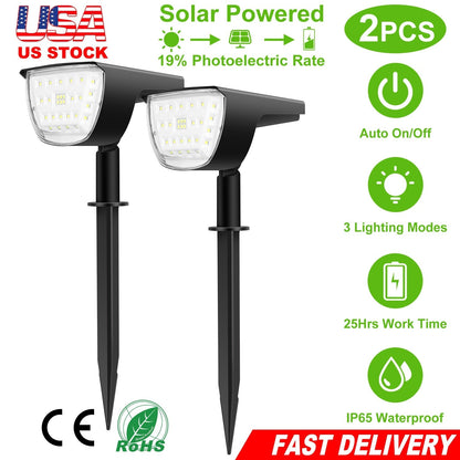 Solarek 32 LEDs Solar Landscape Spotlights IP65 Waterproof Solar Lights Auto On/Off Solar Powered Security Wall Lights 3 Modes Lighting For Yard Garde