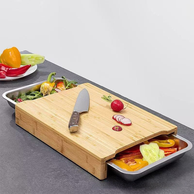 Bamboo Cutting Board With Drawer Chopping Block