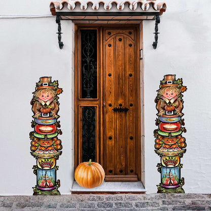 Turkey and Friends Set of 2 Walkway Greeters Outdoor by Jamie Mills-Price - Thanksgiving Halloween Decor - 8457805F-S2