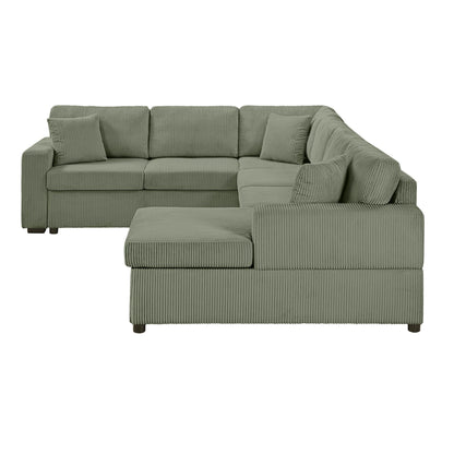 Oversized Sectional U-Shaped Sofa With Chaise Lounge And Three Soft Throw Pillows