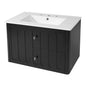 Floating Bathroom Vanity With Oval Knobs & Round Edge, Soft Close Drawer Slides