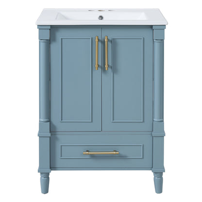 Bathroom Vanity With Ornate French Cylinder Legs, Soft Close Drawer