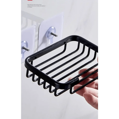 Creative Drill Free Soap Dish Holder Wall Mounted Storage Rack Toilet Soap Box Sponge Dish Bathroom Accessories Soap Dish Holder with Loofah Bath Sponge Towel Razor Holder for Bathroom Shower Kitchen Adhesive Wall Mounted No Drilling