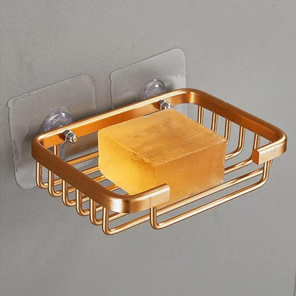 Creative Drill Free Soap Dish Holder Wall Mounted Storage Rack Toilet Soap Box Sponge Dish Bathroom Accessories Soap Dish Holder with Loofah Bath Sponge Towel Razor Holder for Bathroom Shower Kitchen Adhesive Wall Mounted No Drilling