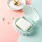 Creative Portable Shell Shape Soap Box Bathroom Drain Soap Holder Travel Soap Protect Case Bathroom Accessories Soap Dish Container with Lid with Drainer Seashell Soap Box Portable Soap Bar Holder Soap Tray Soap Saver Box Case For Home Travel
