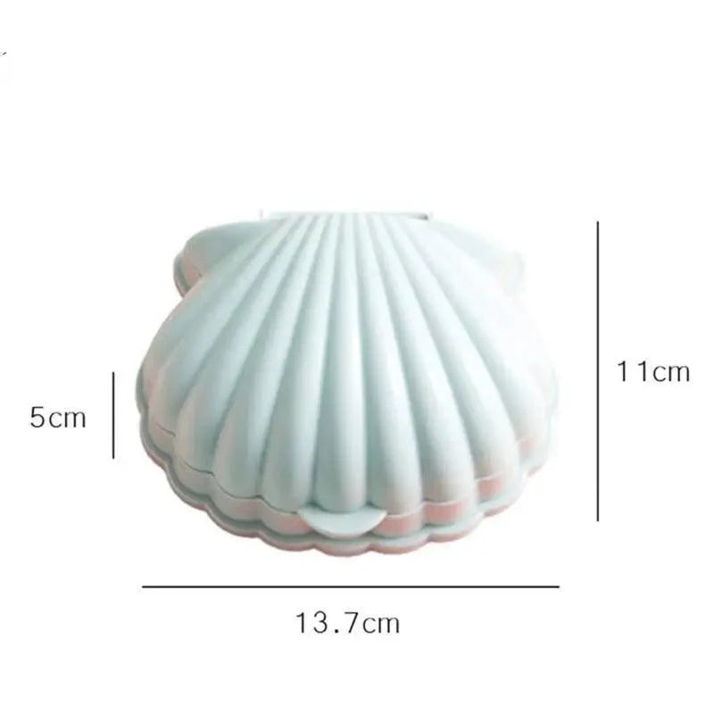 Creative Portable Shell Shape Soap Box Bathroom Drain Soap Holder Travel Soap Protect Case Bathroom Accessories Soap Dish Container with Lid with Drainer Seashell Soap Box Portable Soap Bar Holder Soap Tray Soap Saver Box Case For Home Travel