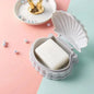 Creative Portable Shell Shape Soap Box Bathroom Drain Soap Holder Travel Soap Protect Case Bathroom Accessories Soap Dish Container with Lid with Drainer Seashell Soap Box Portable Soap Bar Holder Soap Tray Soap Saver Box Case For Home Travel