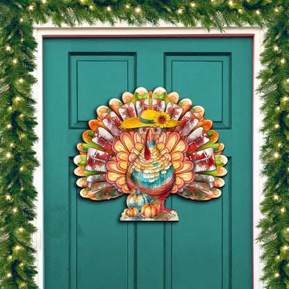 Thanksgiving Turkey Holiday Door Decor  by G. Debrekht - Thanksgiving Halloween Decor  - 8611055H