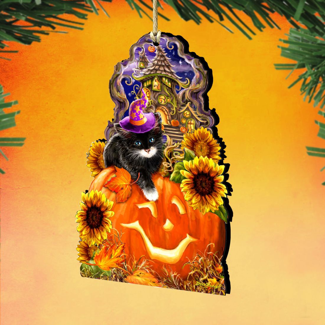 Halloween Kitten Wooden Ornaments by Gelsinger - Thanksgiving Halloween Decor - 8461066-DG