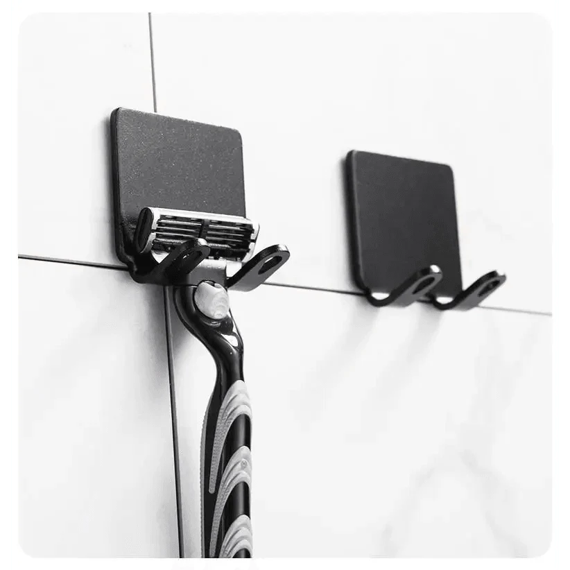 Decorative Hook 2 Pcs Punch Free Razor Holder Storage Hook Wall Men Shaving Shaver Shelf Bathroom Razor Rack Wall Bathroom Accessories