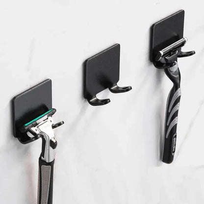 Decorative Hook 2 Pcs Punch Free Razor Holder Storage Hook Wall Men Shaving Shaver Shelf Bathroom Razor Rack Wall Bathroom Accessories