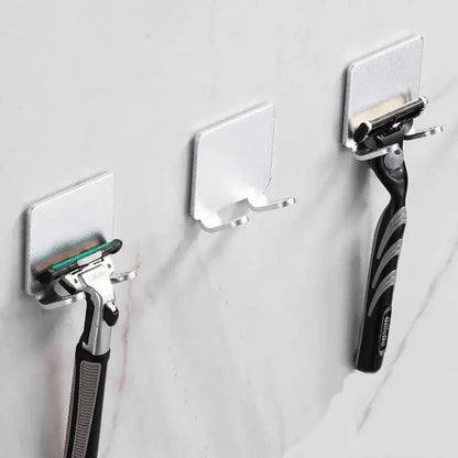 Decorative Hook 2 Pcs Punch Free Razor Holder Storage Hook Wall Men Shaving Shaver Shelf Bathroom Razor Rack Wall Bathroom Accessories