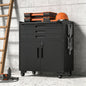 34.3" Rolling Metal Tool Cabinet Heavy Duty Garage Storage with Lockable Doors & 3 Drawers