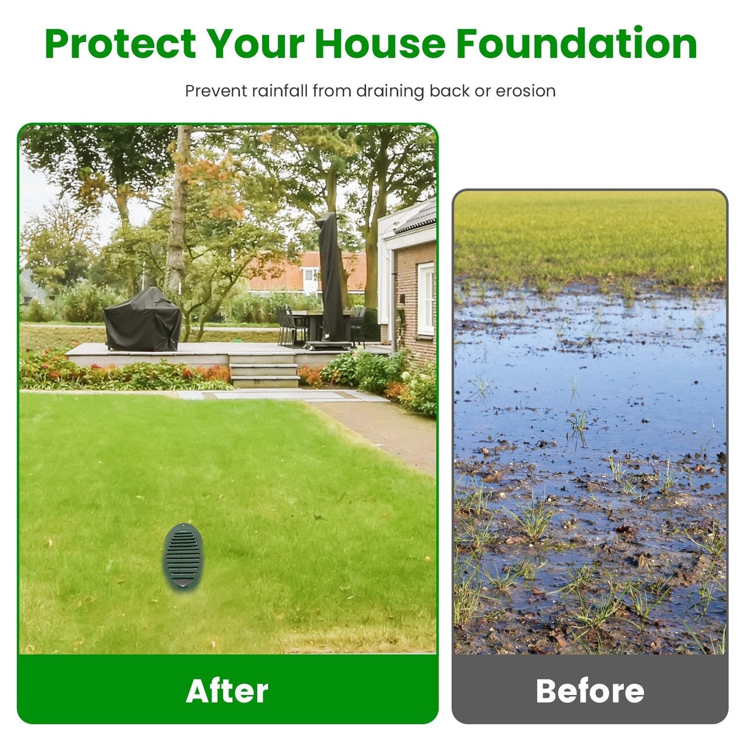 4Inch Green Angled Yard Drainage Pipe With Sloped Grate Yard Drain Emitter For Sump Pump Discharge Downspout Extensions Inlet Outlet Yard Drain Compat