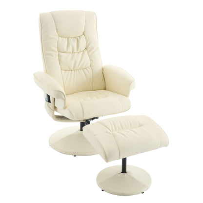 Recliner Chair With Ottoman, 360° Swivel Massage Lounge Chair With 5-Point Vibration & Heated Seat