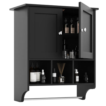Premium Space Saving Wall Cabinet with 2 Doors in Black
