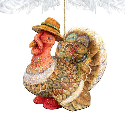 Tom the Turkey Wooden Ornaments by G. DeBrekht - Thanksgiving Halloween Decor - 8158904