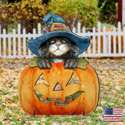 Black Cat Pumpkin Halloween Outdoor Decor by G. DeBrekht - Thanksgiving Halloween Decor - 8158416F