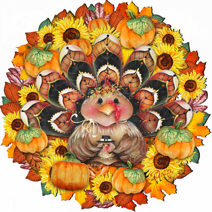 Turkey Holiday Door Wreath - Thanksgiving Halloween Decor by Jamie Mills-Price - 8185305-3H-MP