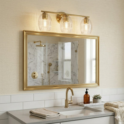 Luster Three Lights Vanity with Clear Glass for Bathrooms