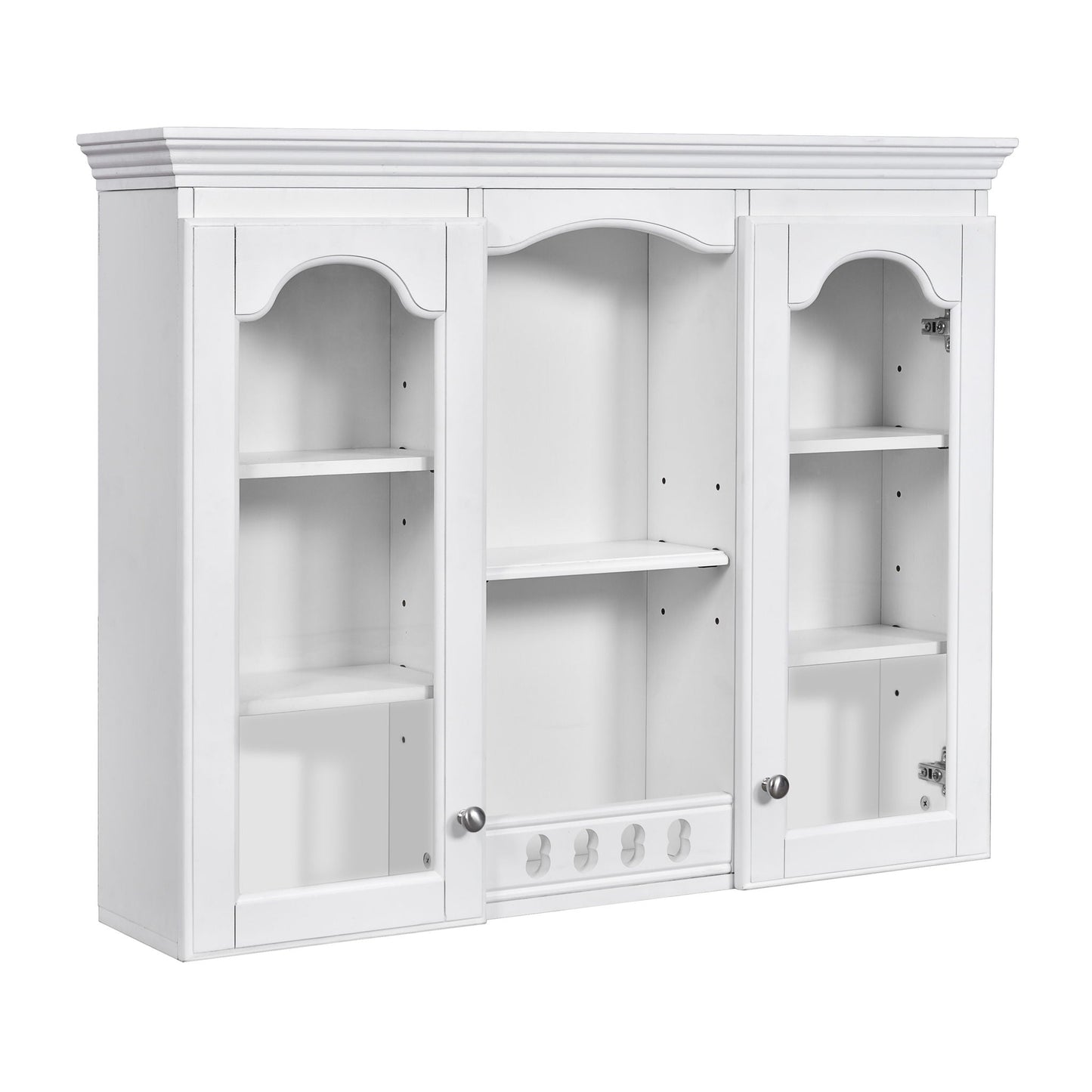 Wall-Mounted Medicine Cabinet With 2 Glass Doors, Adjustable Shelves - White