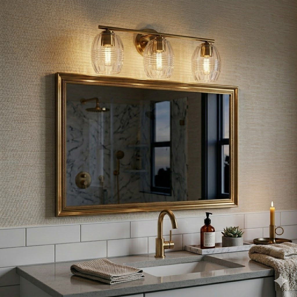 Luster Three Lights Vanity with Clear Glass for Bathrooms