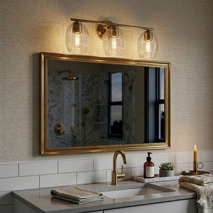 Luster Three Lights Vanity with Clear Glass for Bathrooms