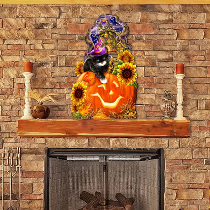 Halloween Kitten Door Decor by D. Gelsinger - Thanksgiving Halloween Decor - 8461066H-DG