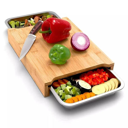 Bamboo Cutting Board With Drawer Chopping Block