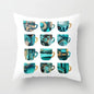 Flower Leaves Pattern Throw Pillow Case Teal Blue Cushion Covers Modern Teal Throw Pillow Covers Ocean Bohemia Decorative Couch Pillow Cases Sea Cotton Linen Decorative Pillowcases