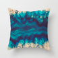 Flower Leaves Pattern Throw Pillow Case Teal Blue Cushion Covers Modern Teal Throw Pillow Covers Ocean Bohemia Decorative Couch Pillow Cases Sea Cotton Linen Decorative Pillowcases