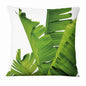 Fresh Green Leaves Digital Printed Pillowcase Home Pillow Decoration Tropical Green Leaves Throw Pillow Cover With Geometric Background Home Decorative Square Cushion Covers Cotton Linen Home Decor 45x45CM