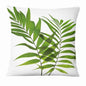 Fresh Green Leaves Digital Printed Pillowcase Home Pillow Decoration Tropical Green Leaves Throw Pillow Cover With Geometric Background Home Decorative Square Cushion Covers Cotton Linen Home Decor 45x45CM