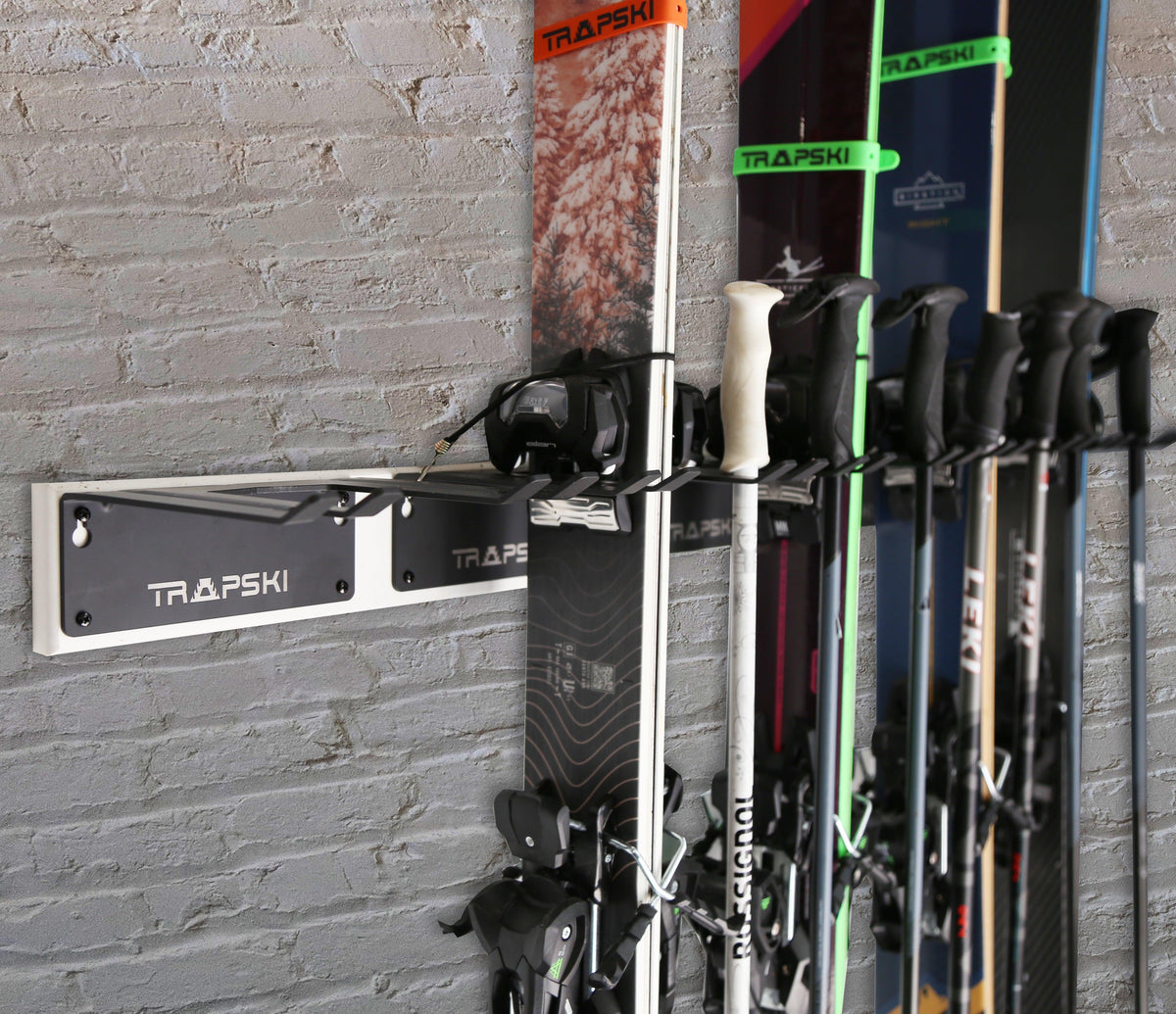 Garage Wall Rack Organizer for Yard Tools, Gear & Equipment, Skis or Snowboard by Bindings