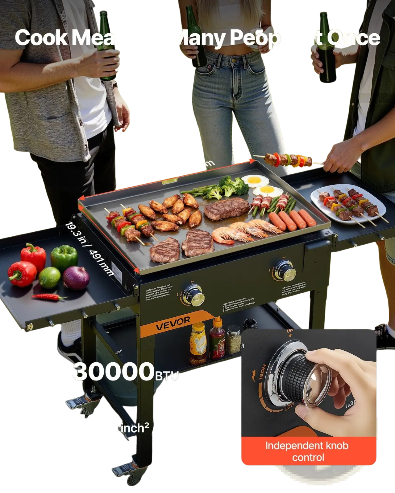 Gas Griddle 28 Inch 2-burner Foldable Propane Grill
