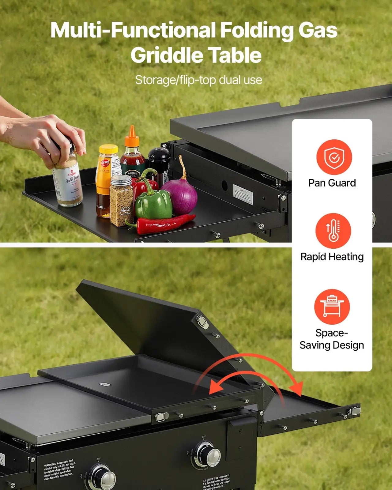 Gas Griddle 28 Inch 2-burner Foldable Propane Grill