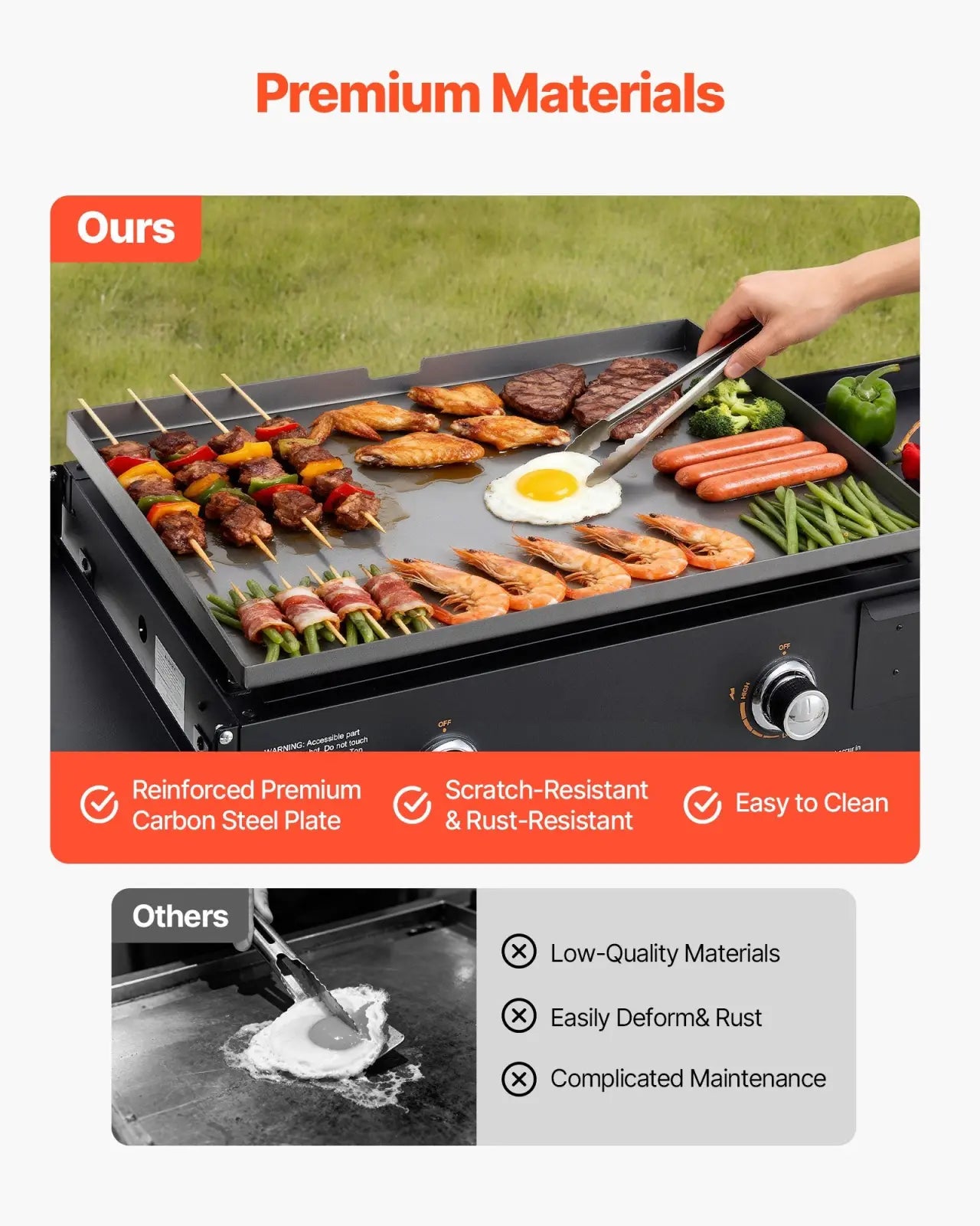 Gas Griddle 28 Inch 2-burner Foldable Propane Grill